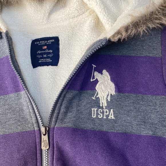 US Polo Assn. Junior's Striped Fleece Hoodie - Picture 5 of 11
